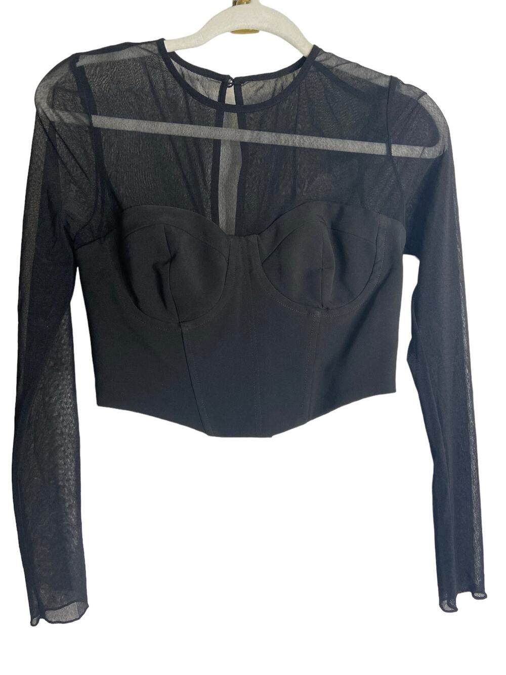 NBD Crop Bustier Corset Top Sheer Mesh Party Cocktail NYE Birthday Going Out S